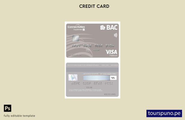 lista para imprimir plantilla de tarjeta visa platino de Honduras BAC Bank